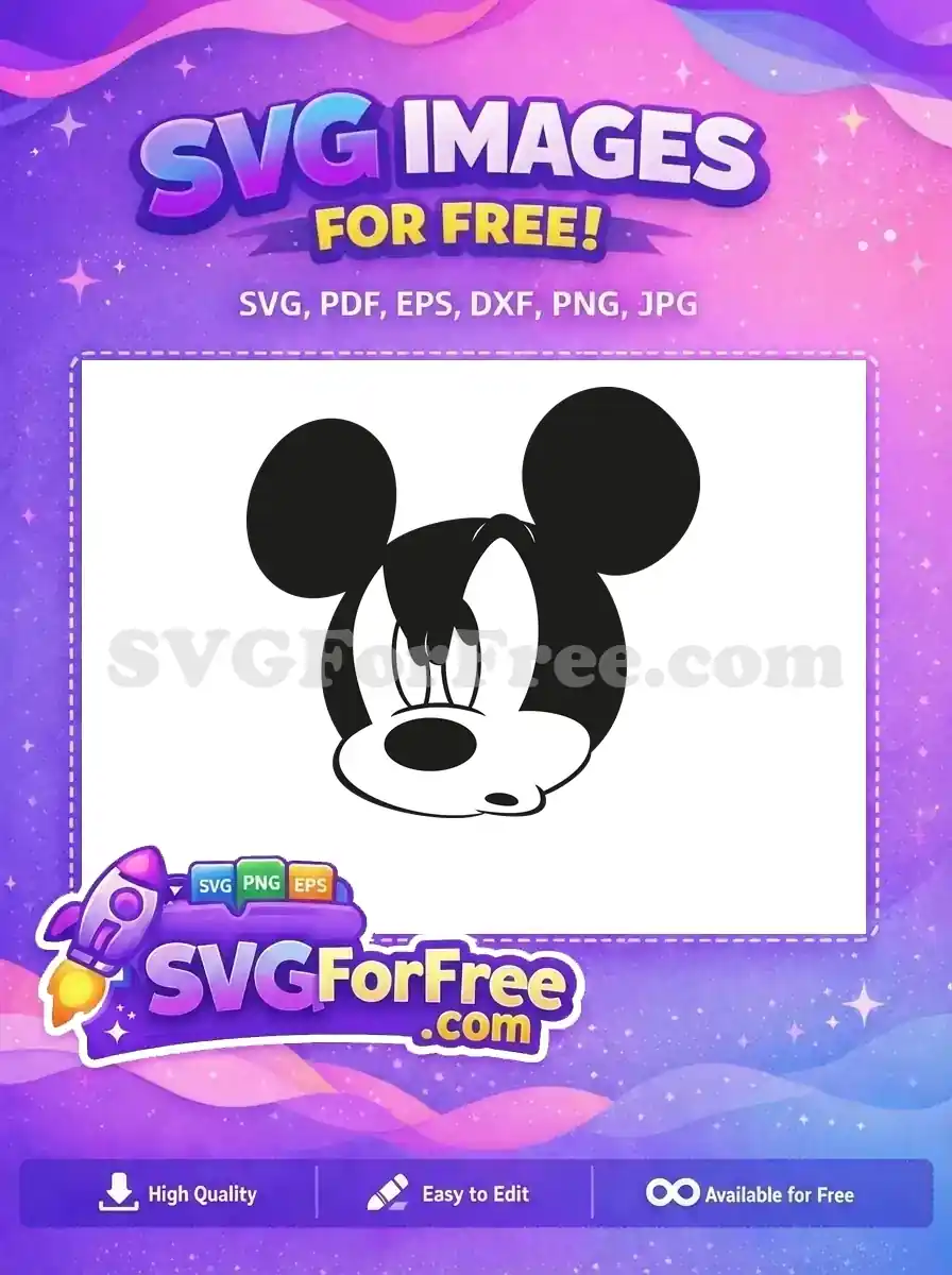 Free Black White Face Free Classic Design Mickey Mouse Free SVG