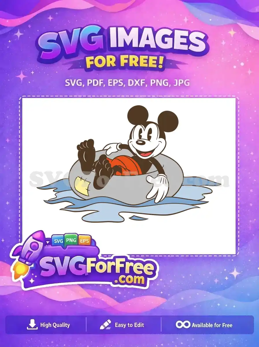 Free Relaxing Mickey Free Patched InnerTube Disney Free SVG