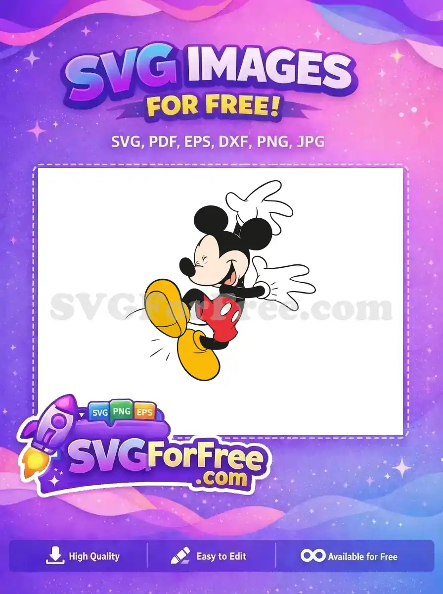 Free Happy Expression Free Jumping Pose Mickey Mouse Free SVG 2