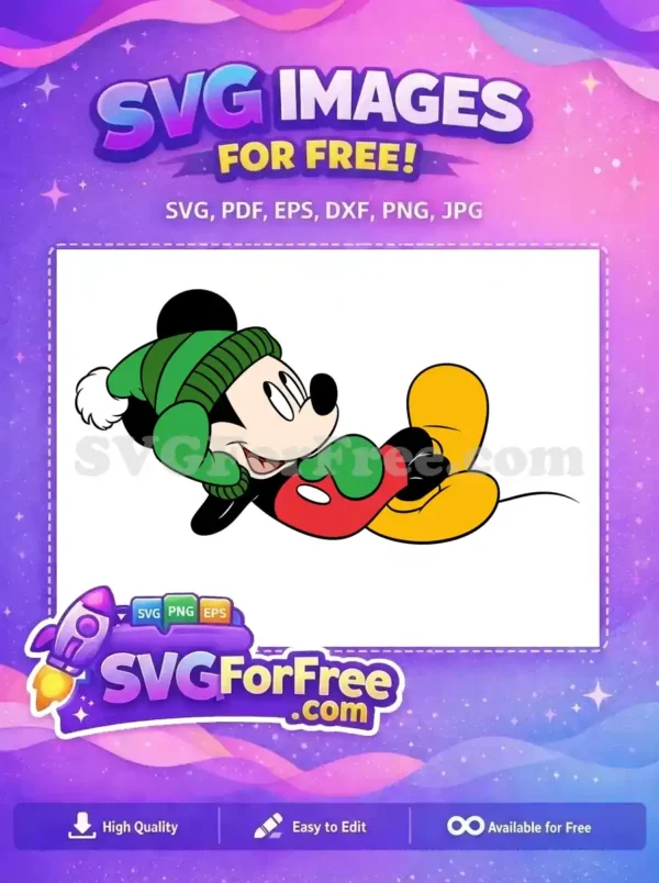 Free Green Beanie Free Reclined Pose Mickey Free SVG