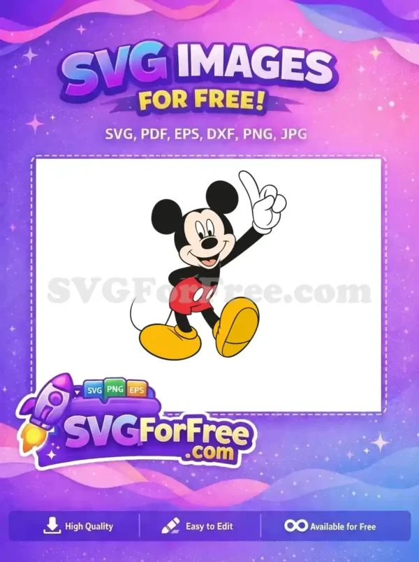 Free Smiling Mickey Free Pointing Up Disney Free SVG