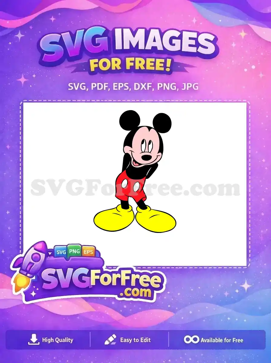 Free Smiling Mickey Free Classic Pose Disney Free SVG 2