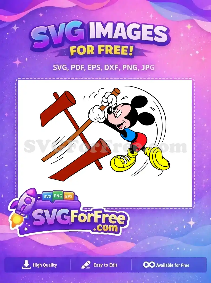 Free Hammering Mickey Mouse Free Cartoon Joyful Expression Disney Free SVG