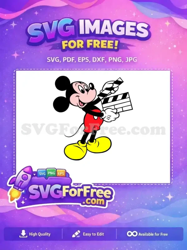 Free Smiling Mickey Free Holding Clapperboard Movie Free SVG Free Smiling Mickey Free Holding Clapperboard Movie Free SVG