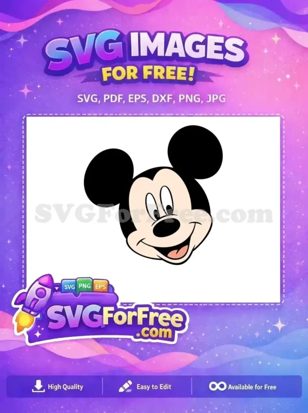 Free Smiling Face Free Black Ears Mickey Mouse Free SVG 4