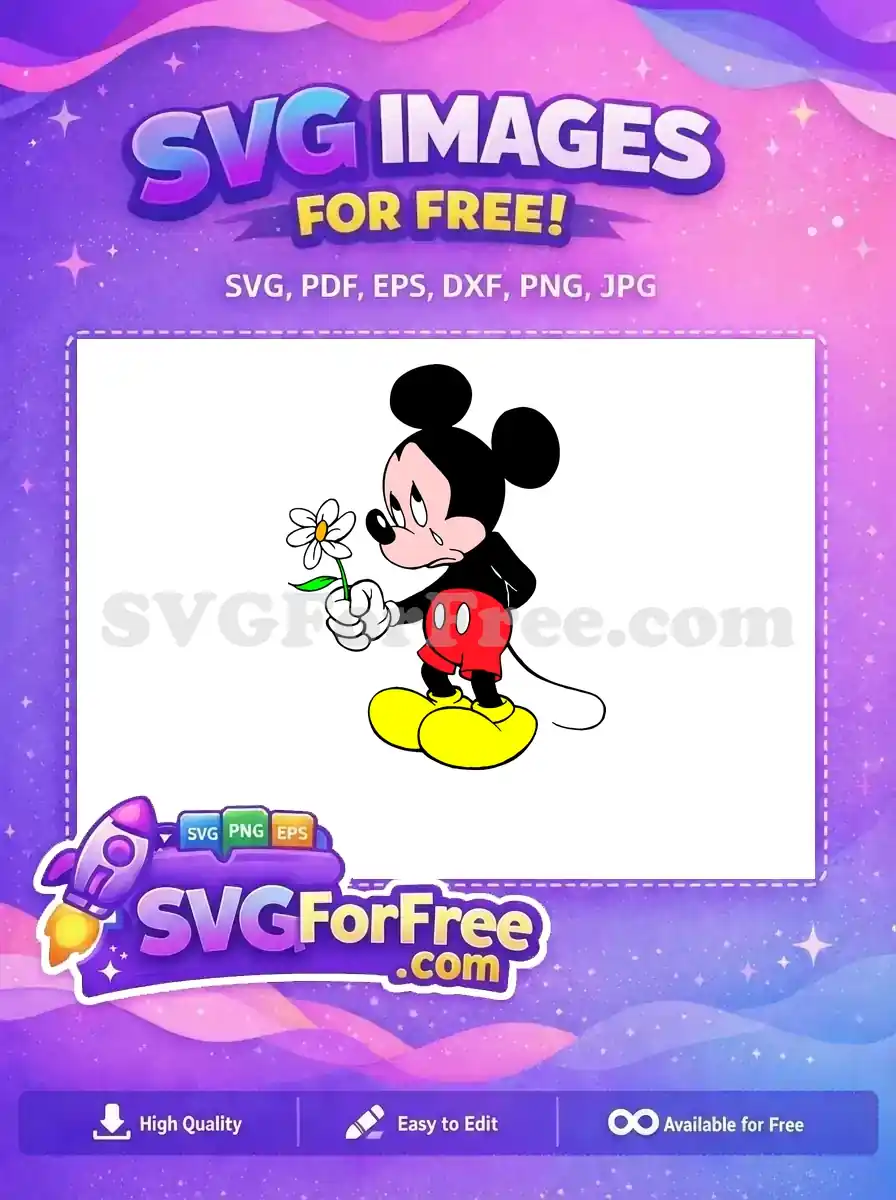 Free Crying Mickey Free Holding Flower Disney Free SVG