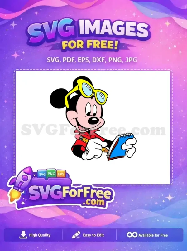 Free Yellow Glasses Free Red Outfit Mickey Mouse Free SVG
