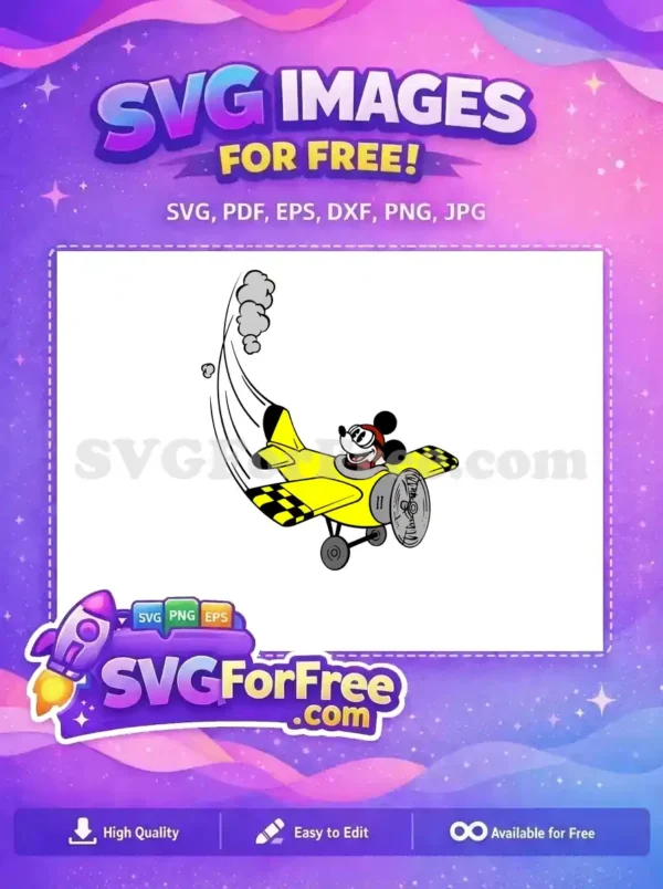 Free Yellow Plane Free Pilot Gear Mickey Free SVG