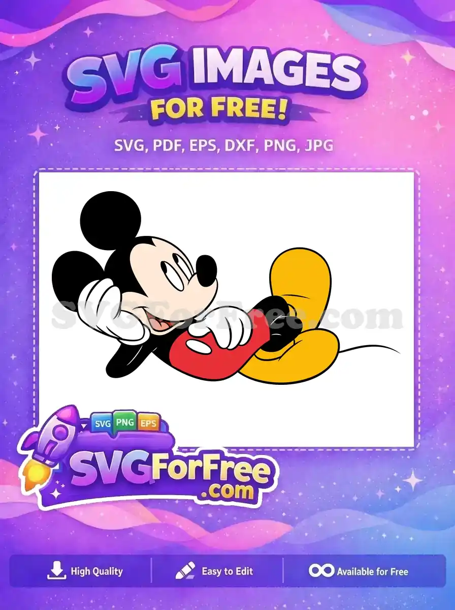 Free Reclined Happy Mickey Free Mouse Cartoon Character Free SVG