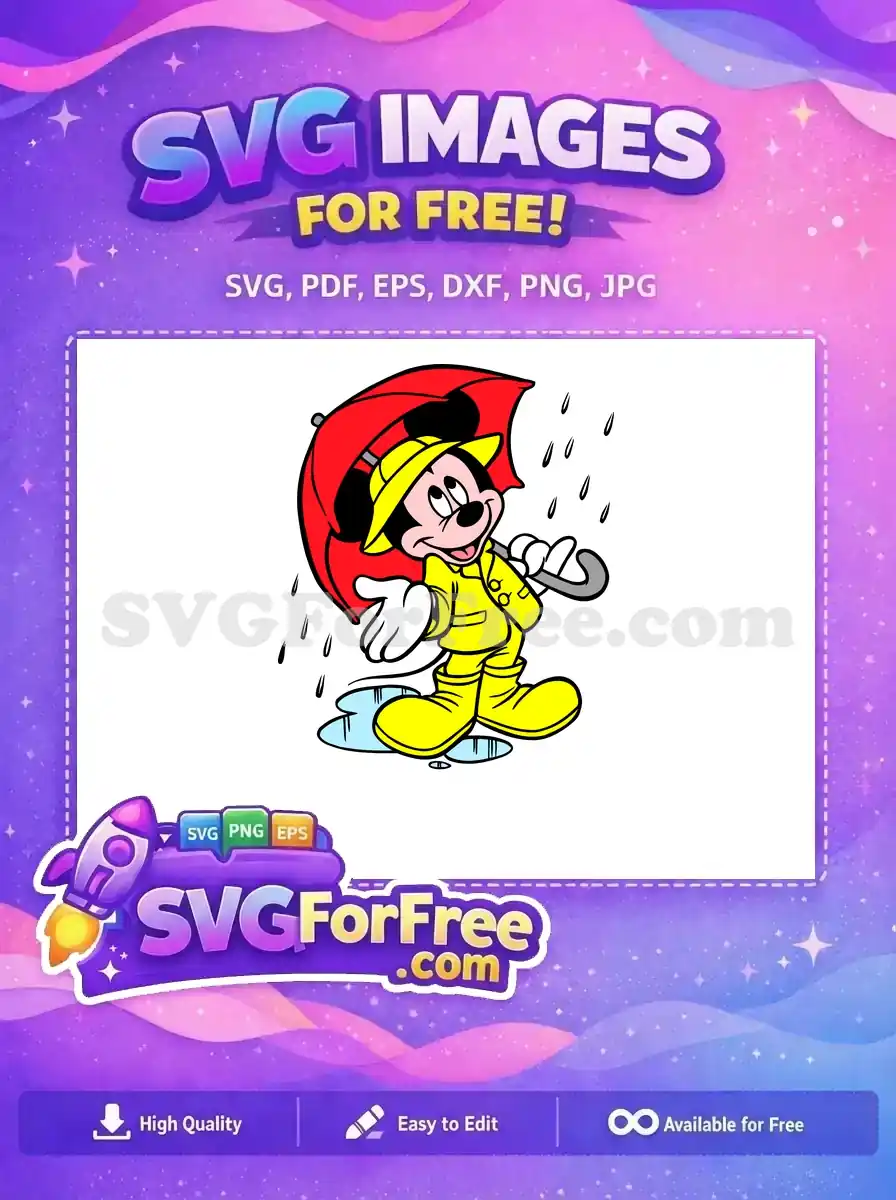 Free Red Umbrella Free Yellow Raincoat Mickey Mouse Free SVG