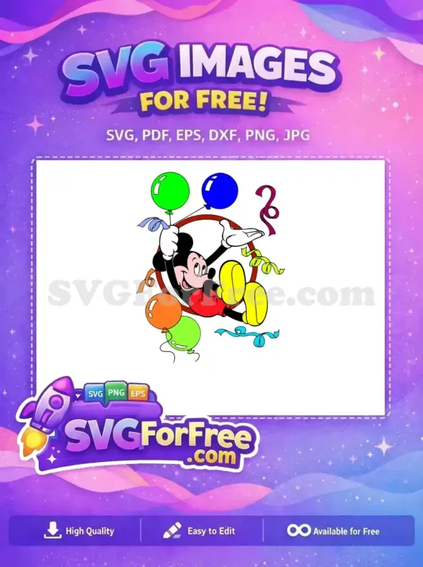 Free Colorful Balloons Free Cheerful Face Mickey Mouse Free SVG