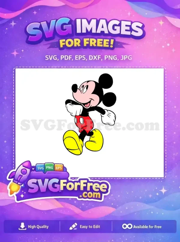 Free Happy Mickey Free Running Pose Disney Free SVG