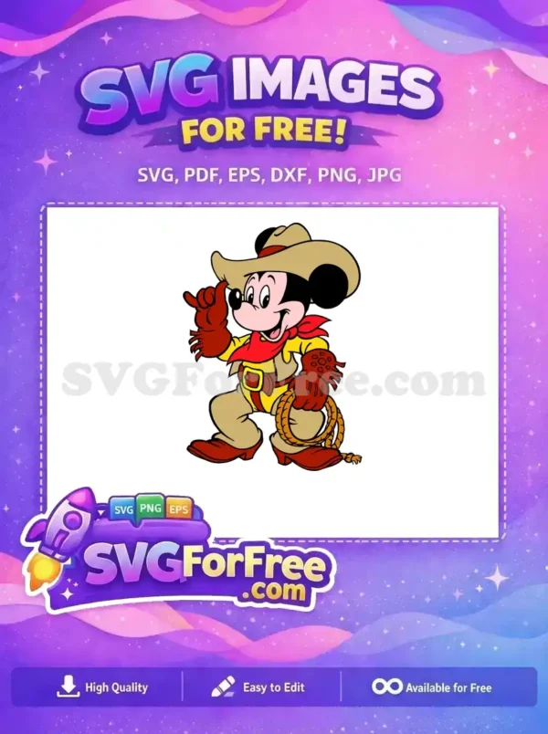 Free Cowboy Mickey Pointing Free Lasso Disney Free SVG