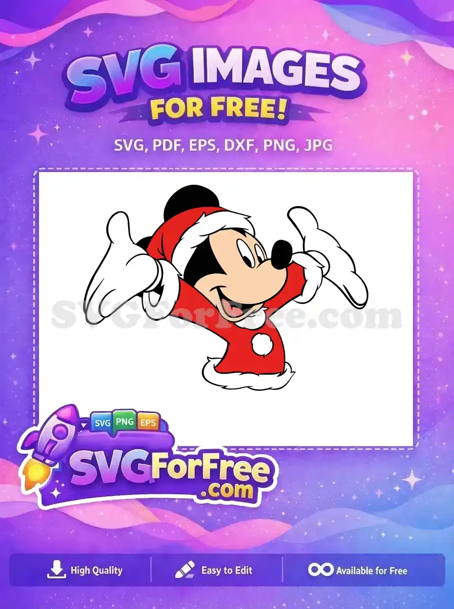 Free Santa Outfit Free Cheerful Expression Mickey Free SVG