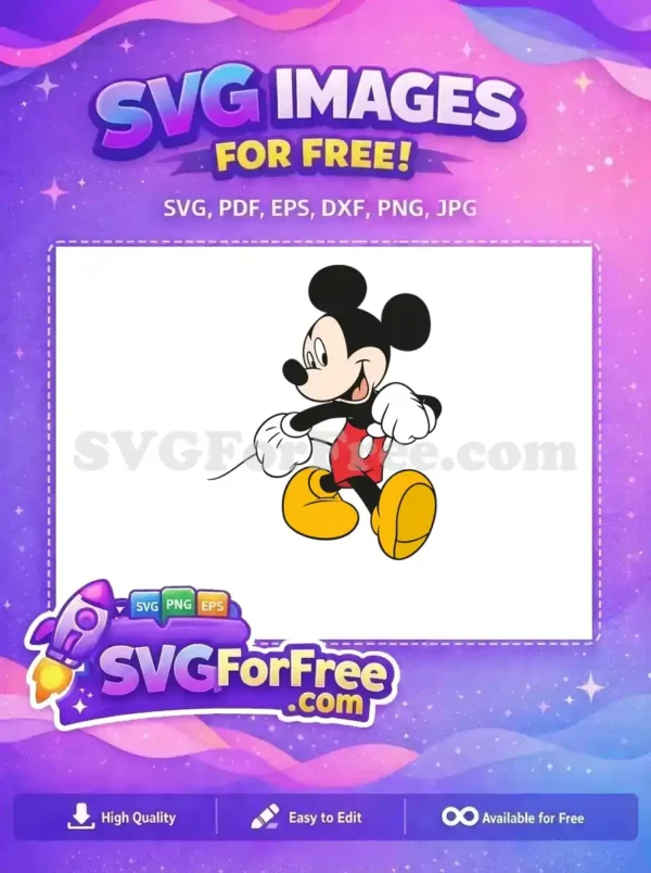 Free Smiling Mickey Free Mouse Running Disney Free SVG