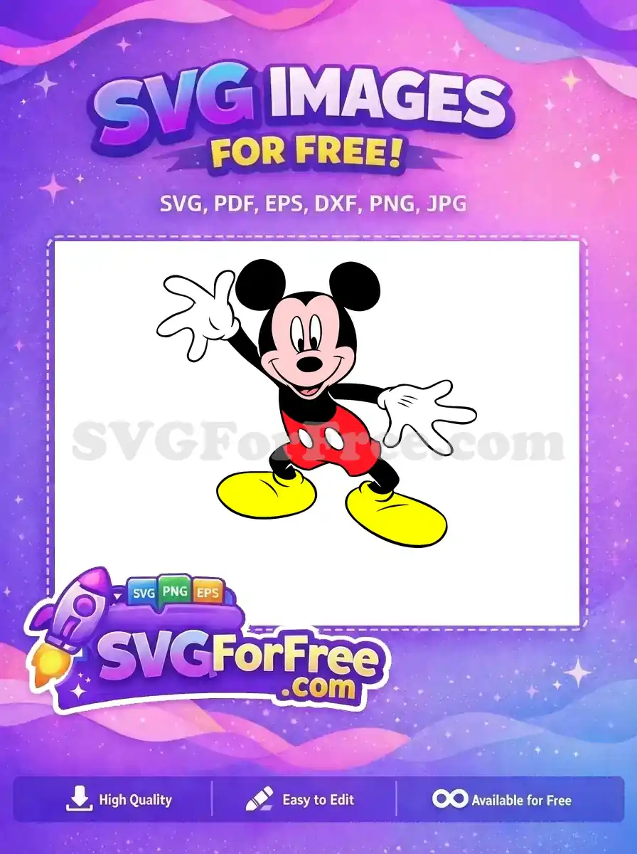 Free Cheerful Waving Free Red Shorts Mickey Mouse Free SVG
