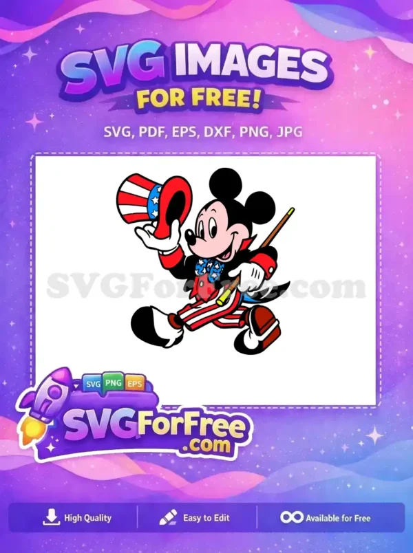 Free Patriotic Mickey Hat Free Bowtie Stars Mickey Free SVG