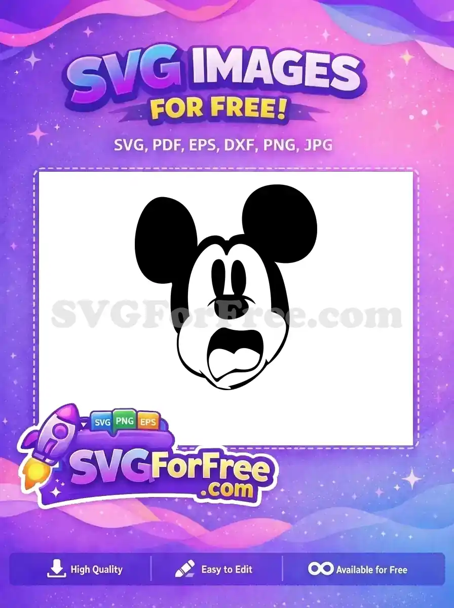 Free Shocked Expression Free Black Ears Mickey Mouse Free SVG
