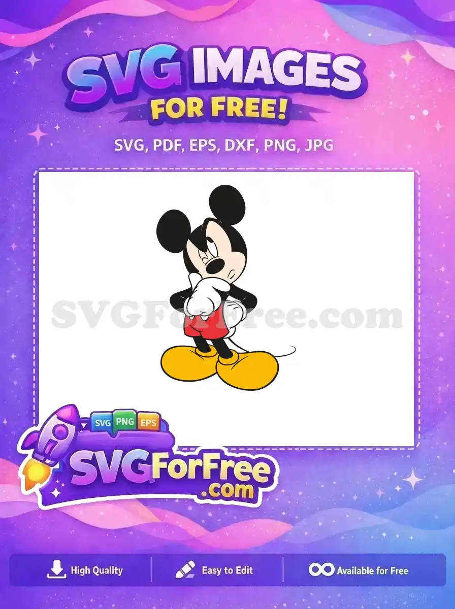 Free Thinking Pose Free Red Shorts Mickey Mouse Free SVG 2