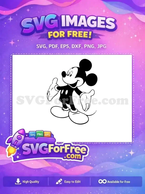 Free Smiling Classic Mickey Free Mouse Pose Disney Free SVG