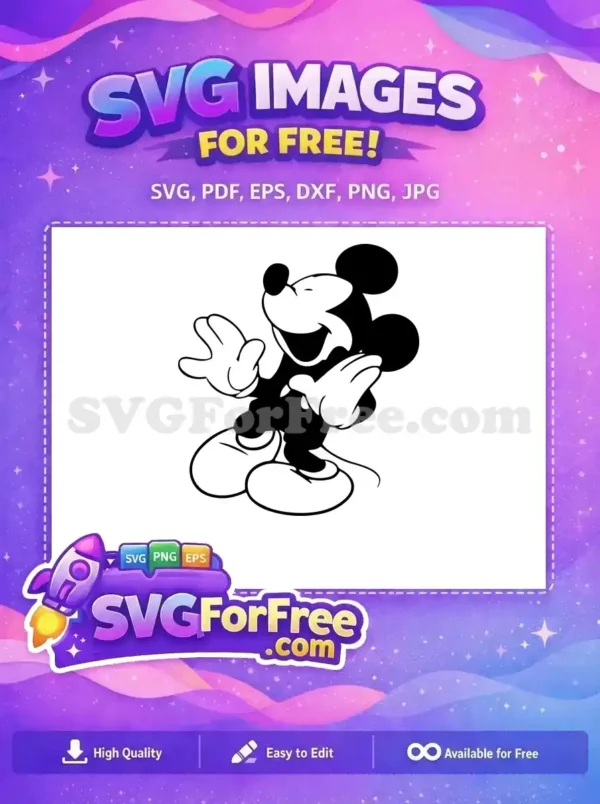 Free Happy Expression Free Classic Pose Mickey Mouse Free SVG 3