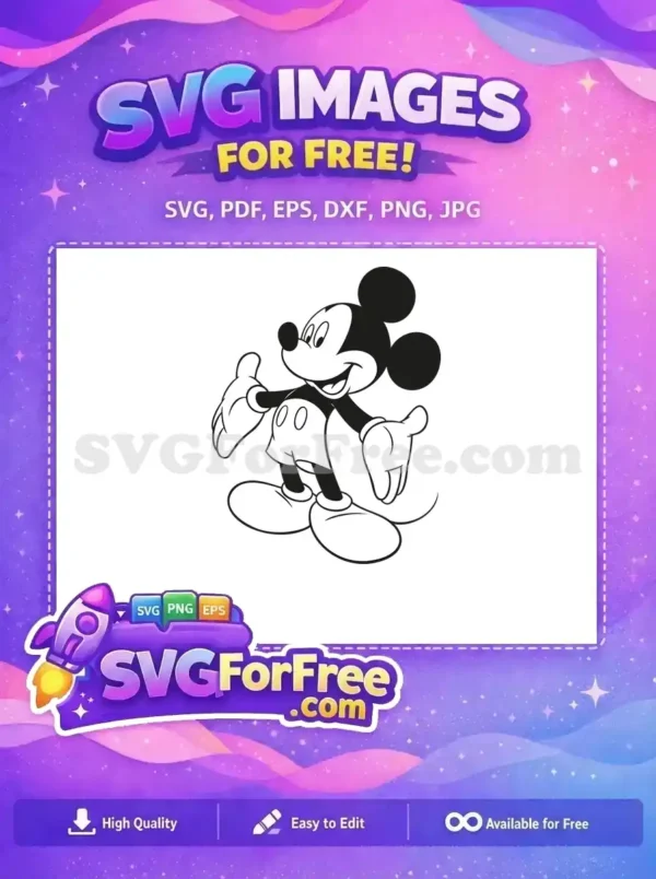 Free Cheerful Mickey Free Mouse Pose Disney Free SVG
