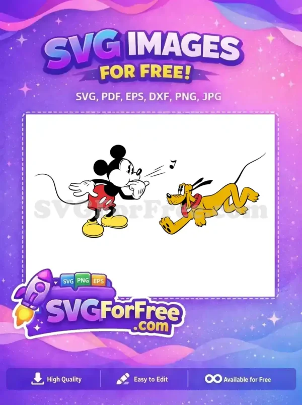 Free Whistling Mickey Free Pluto Running Disney Free SVG