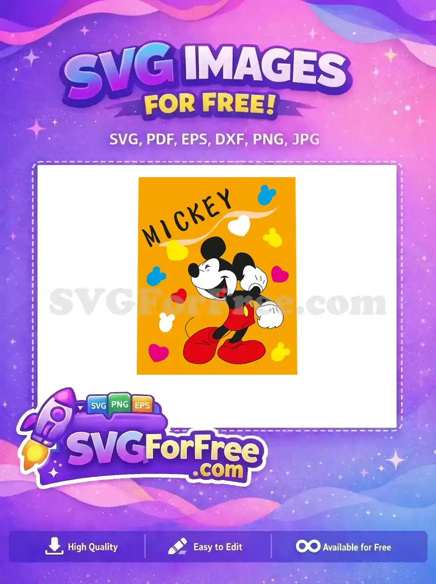 Free Smiling Mickey Free Colorful Hearts Disney Free SVG