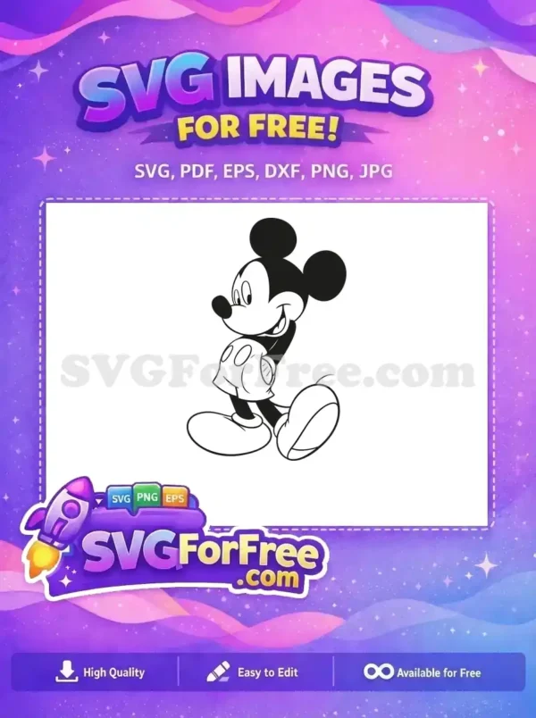Free Smiling Classic Free Black White Mickey Mouse Free SVG