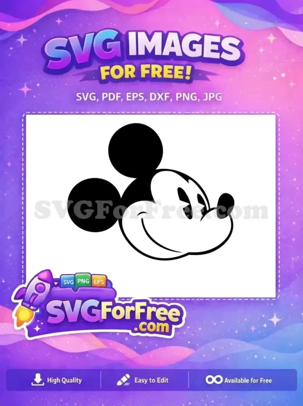 Free Smiling Face Free Black Ears Mickey Mouse Free SVG 7