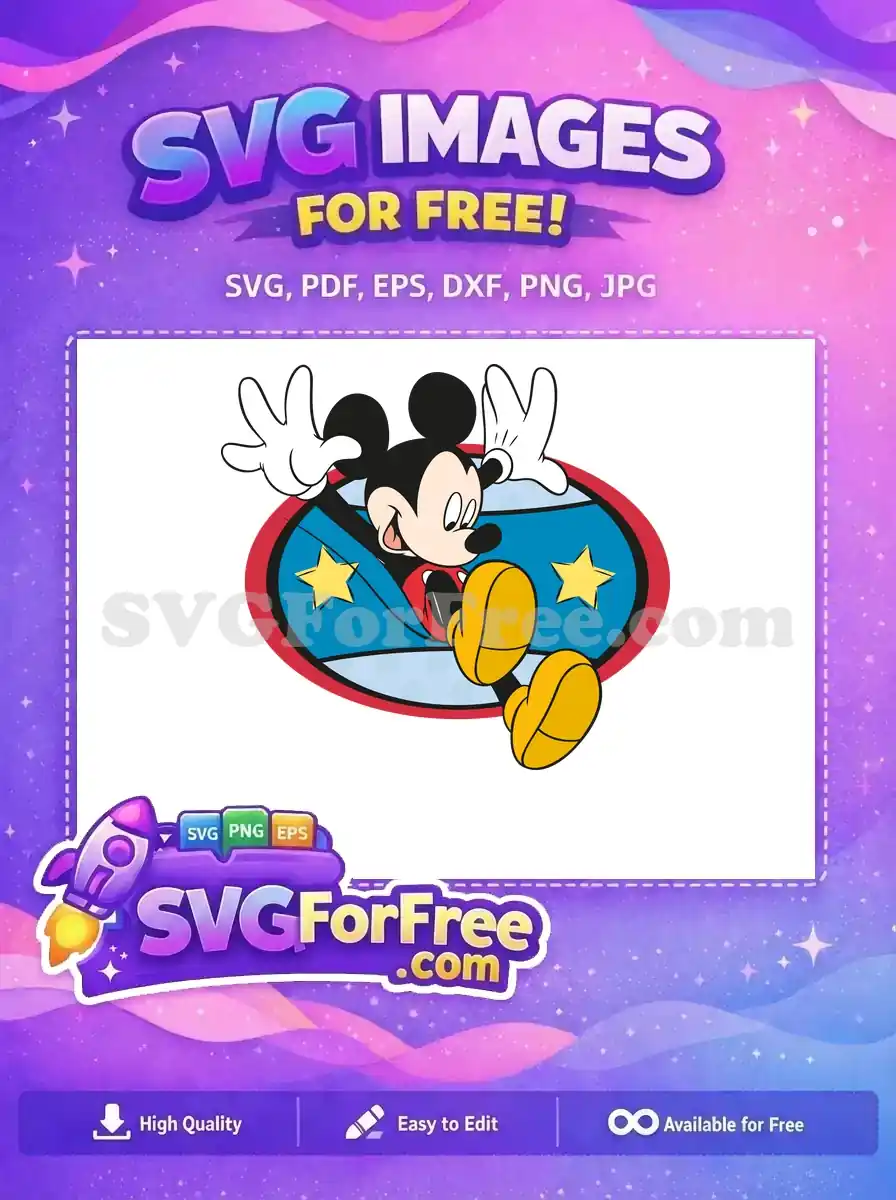Free Cheerful Mickey Free Retro Stars Disney Free SVG