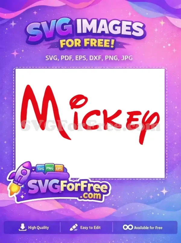 Free Red Bold Text Free Mickey Mouse Free SVG
