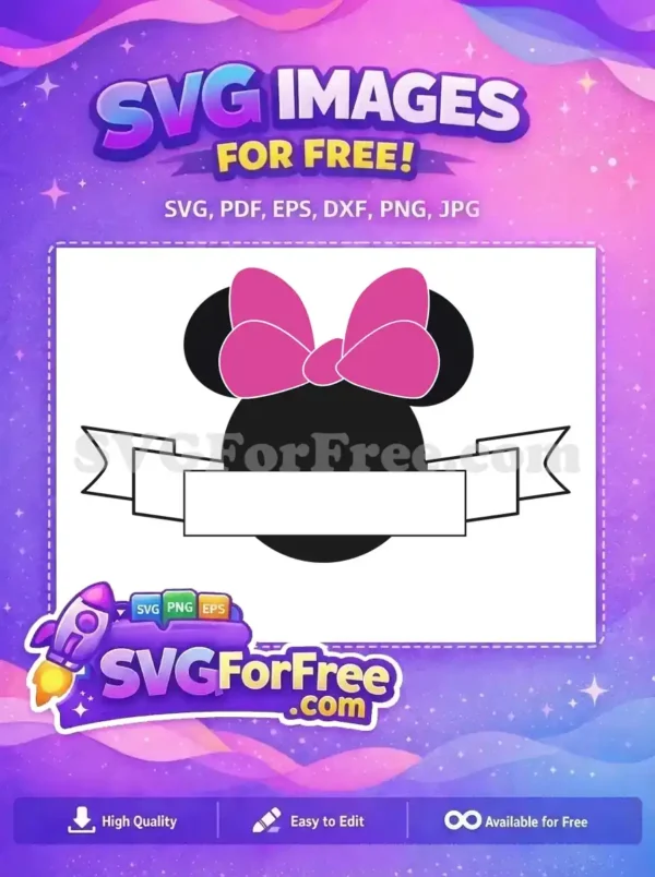 Free Minnie Mouse Pink Bow Free Banner Space Disney Free SVG