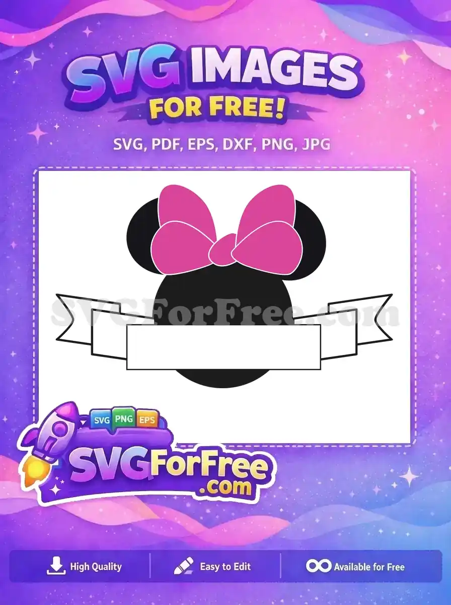 Free Minnie Mouse Pink Bow Free Banner Space Disney Free SVG