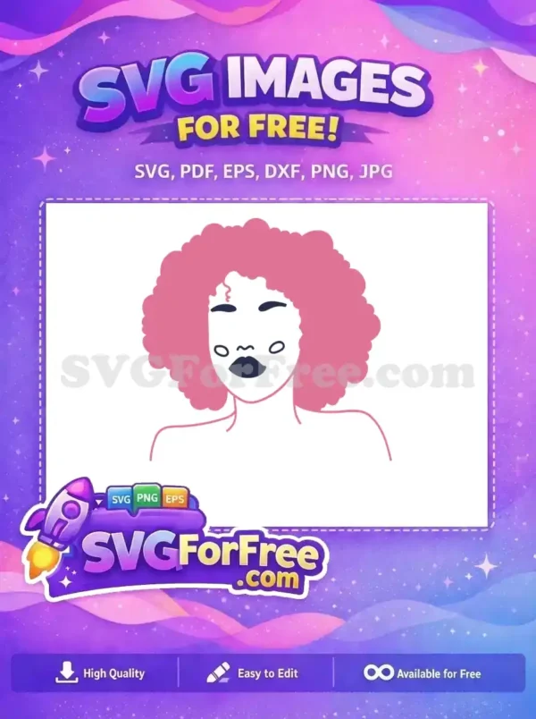 Free Pink Afro Hair Free Dark Lips Woman Free SVG