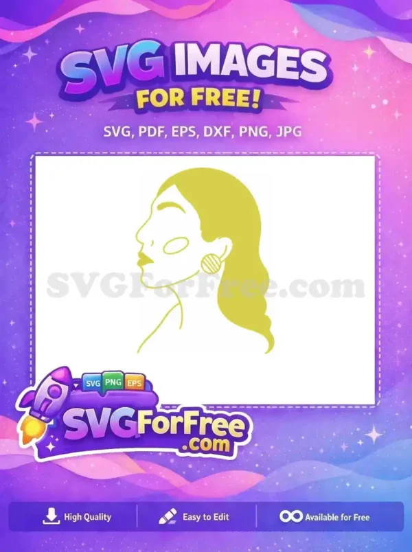 Free Yellow Haired Woman Free Round Earring Minimal Free SVG