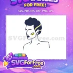 Free Dark Hair Free Yellow Earring Woman Free SVG - Instant Download