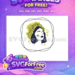 Free Sunflower Crown Free Minimalist Woman Portrait Silhouette Free SVG - Instant Download