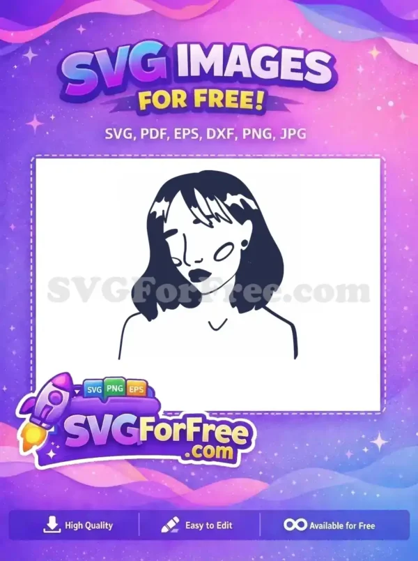 Free Navy Hair Free Girl Minimal Line Art Free SVG