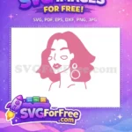 Free Pink Hair Free Circle Earring Woman Portrait Free SVG - Instant Download