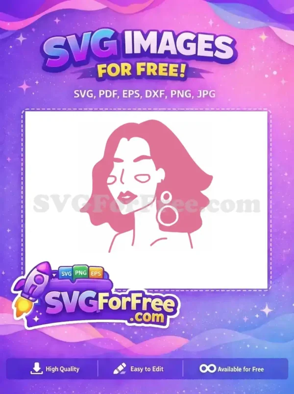 Free Pink Hair Free Circle Earring Woman Portrait Free SVG Free Pink Hair Free Circle Earring Woman Portrait Free SVG
