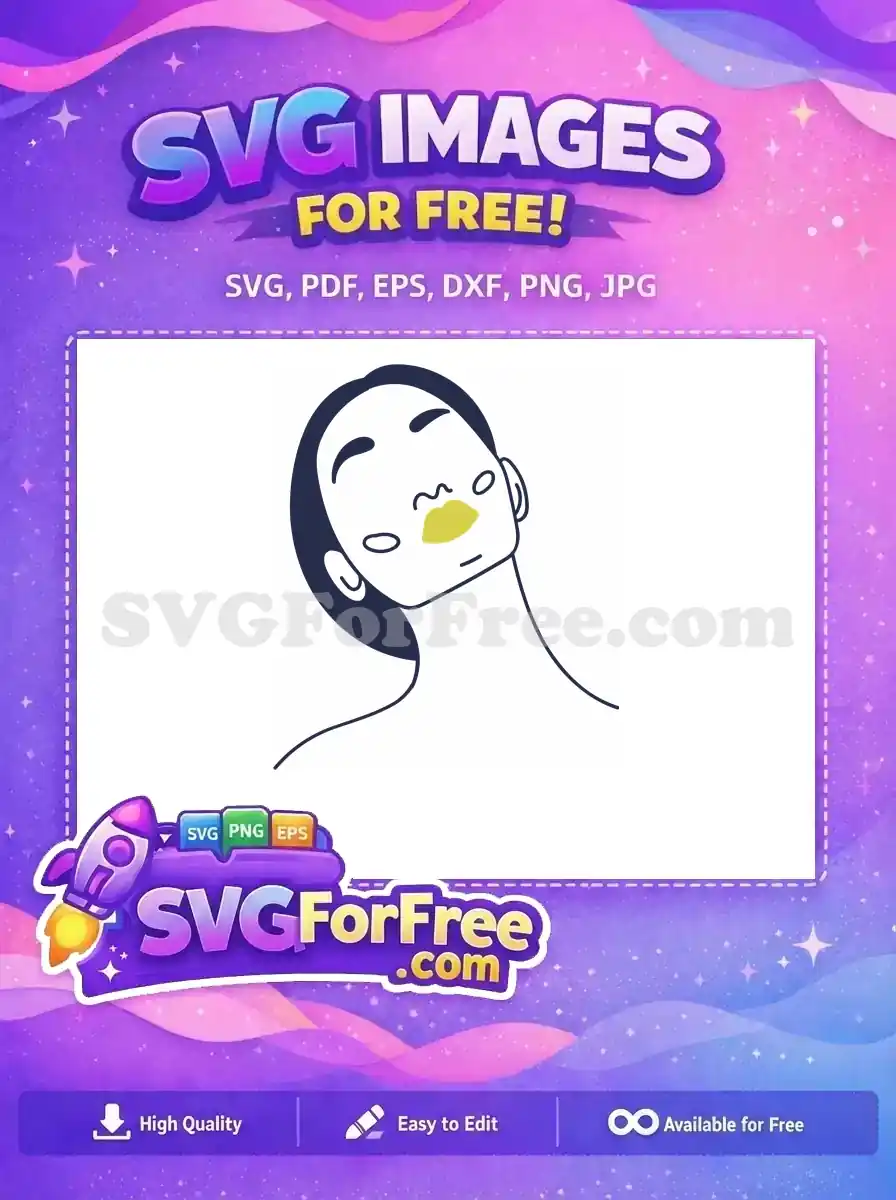 Free Relaxed Pose Free Yellow Lips Minimal Woman Free SVG