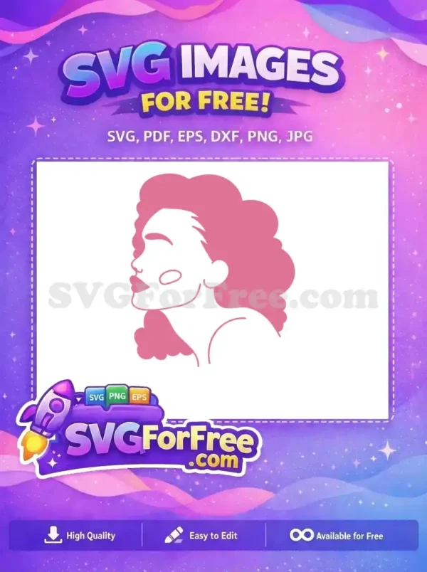 Free Pink Afro Woman Minimal Line Free Art Portrait Free SVG Free Pink Afro Woman Minimal Line Free Art Portrait Free SVG