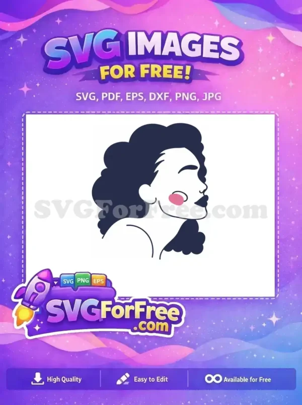 Free Dark Hair Free Pink Cheek Portrait Free SVG