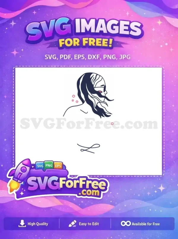 Free Blue Hair Free Pink Eye Minimalist Woman Free SVG