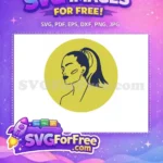 Free Ponytail Hairstyle Free Minimal Line Art Portrait Free SVG - Instant Download