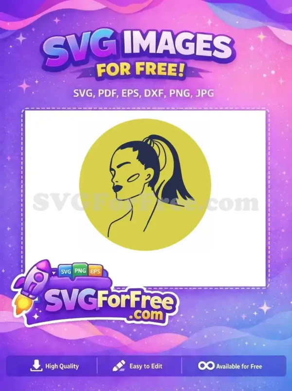 Free Ponytail Hairstyle Free Minimal Line Art Portrait Free SVG