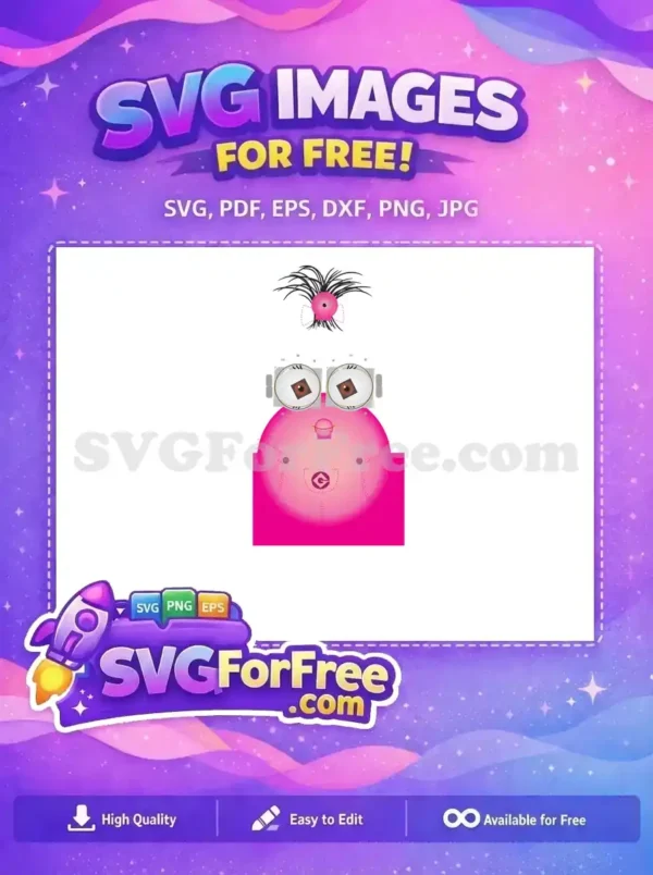 Free Pink Hair Free Square Eyes Minions Free SVG