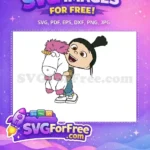 Free Joyful Agnes Hugging Fluffy Free Pink Unicorn Toy Minions Free SVG - Instant Download