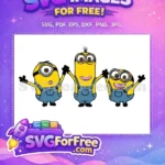 Free Three Happy Minions Free Blue Overalls Goggles Despicable Me Free SVG - Instant Download